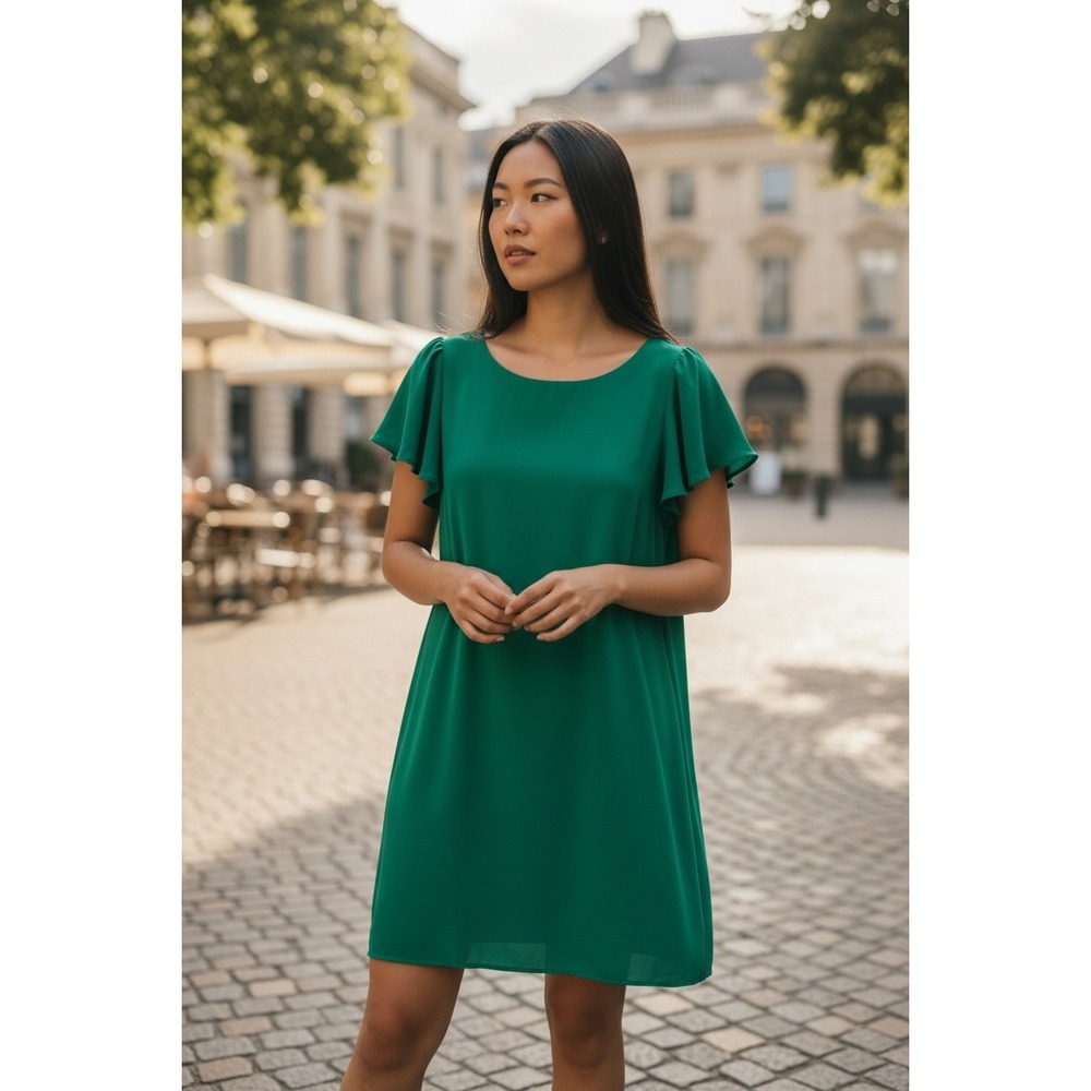Adara Womens Flutter Sleeve Emerald Green Shift Dress Women S Chico Style Chico